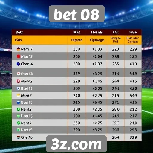 Comparação de odds entre bet 08 e concorrentes